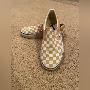 VANS Womens Gold/Yellow Checkerboard Slip-on Shoes Size 6